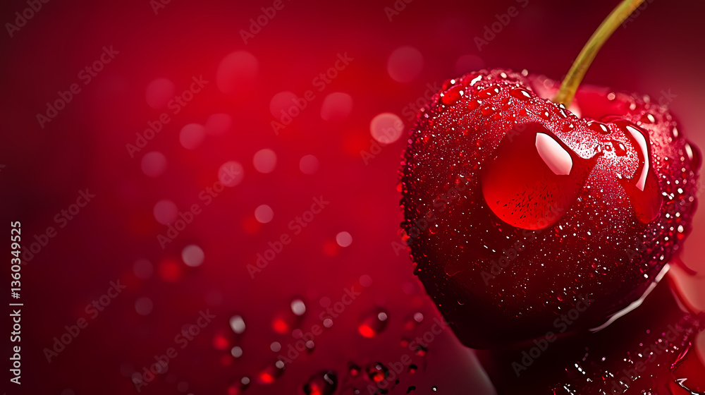 Red cherry with water droplets