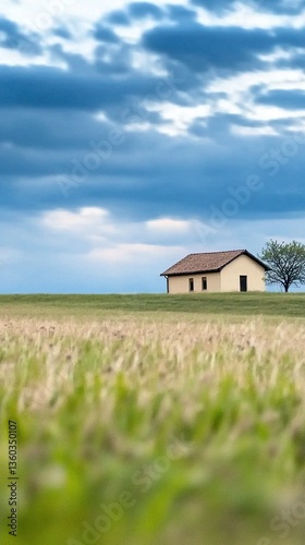 Wallpaper Mural Farmhouse on a Field Under Storm Clouds Torontodigital.ca