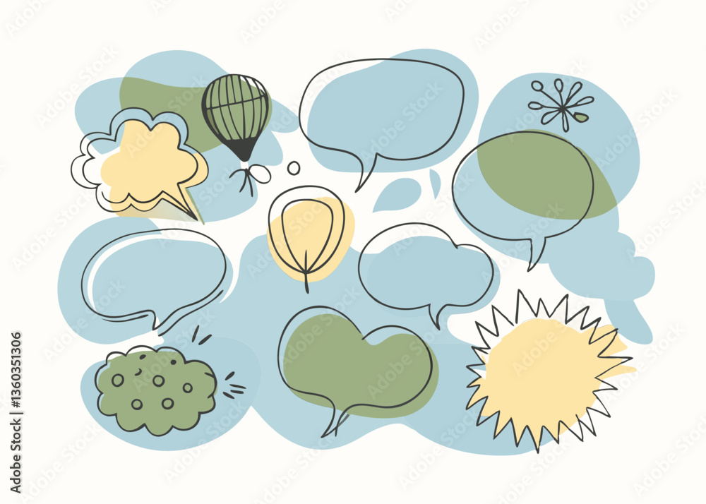 Hand Drawn Speech Bubbles. A Creative Illustration for Design Hand Drawn Speech Bubbles. A Creative Illustration for Design