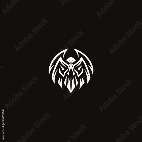 Skull Eagle Logo. Fierce and Bold Skull with Eagle Wings Emblem Design