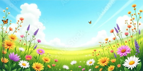 Wild flowers in a sunny spring day