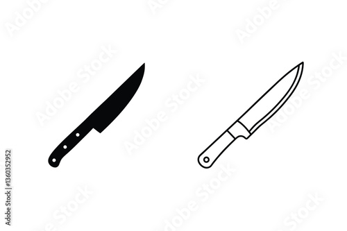 Knife Icons Black, Outline, Kitchen, Chef, Cutlery, Sharp, Tool, Utensil, Cooking, Graphic