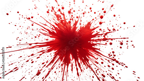 Red blood splashes isolated on transparent background. Png