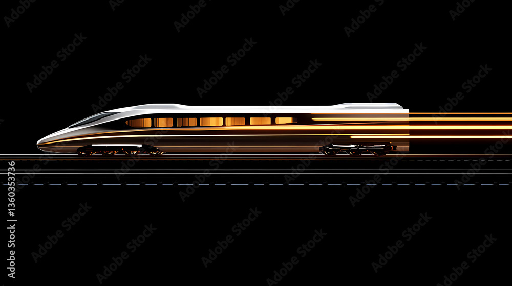 High-speed train with light trails