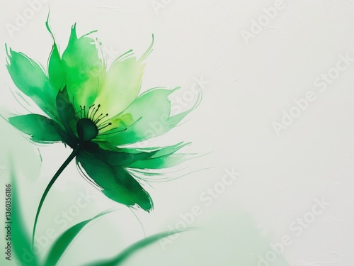 Digital art piece that appears to be flower a watercolor green.