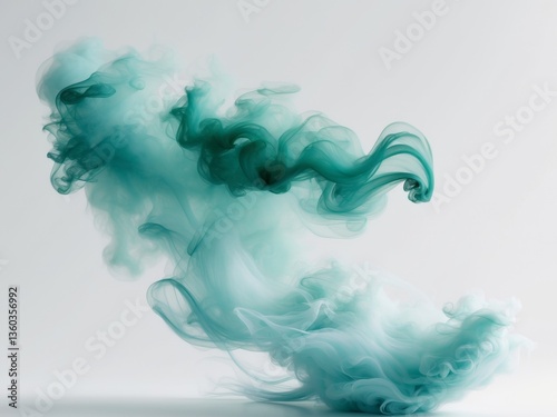 Abstract digital art piece that appears to be blue green smoke.