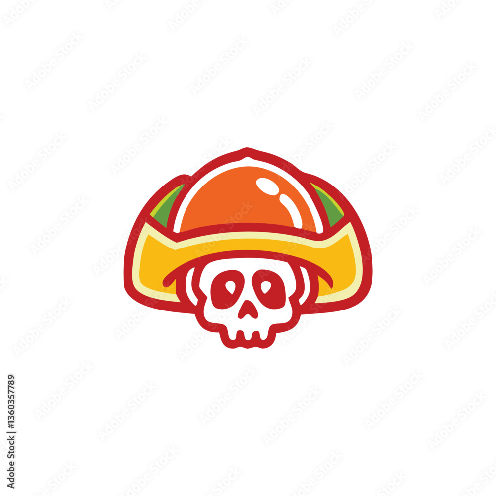Fototapeta premium Pirate Skull Taco Logo. Unique skull emblem