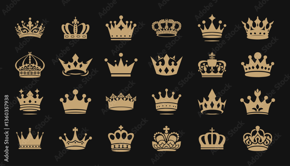 Crown icons set. Crown symbol collection. Stock Vector illustration Crown icons set. Crown symbol collection. Stock Vector illustration
