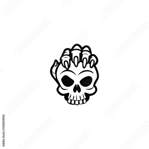 Skull Hand Logo. Unique skull emblem design