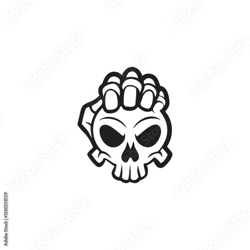 Skull Hand Logo. Unique Skull Emblem Design