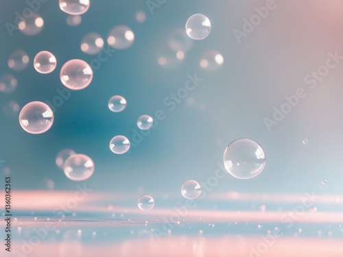 Abstract background blue pink gradient filled multiple bubbles a collection of water