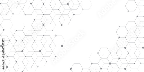 Hexagonal Molecular structure abstract tech network pattern. abstract geometric hexagon with connecting dots and lines. connecting Medical science, technology concept background Vector illustration.	