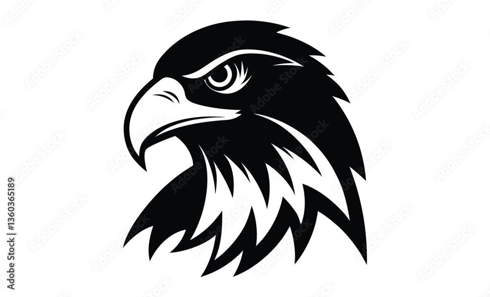 Fototapeta premium Eagle hawk head silhouette, eagle head vector silhouette, hawk head silhouette vector 