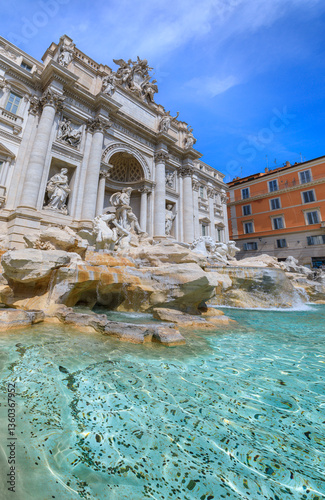 View of Trevi Fountain in Rome, Italy.
