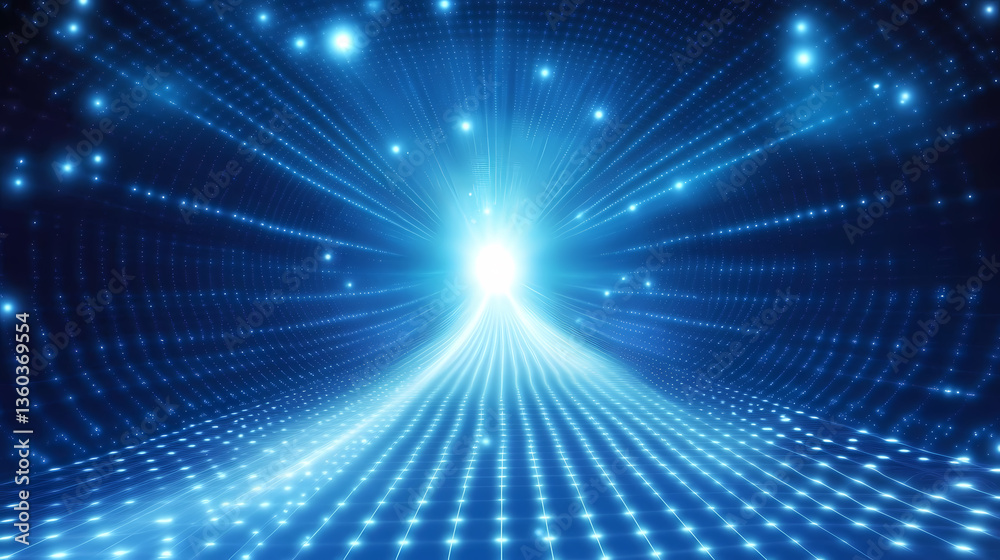 Sci-Fi Tunnel with Glowing Particles