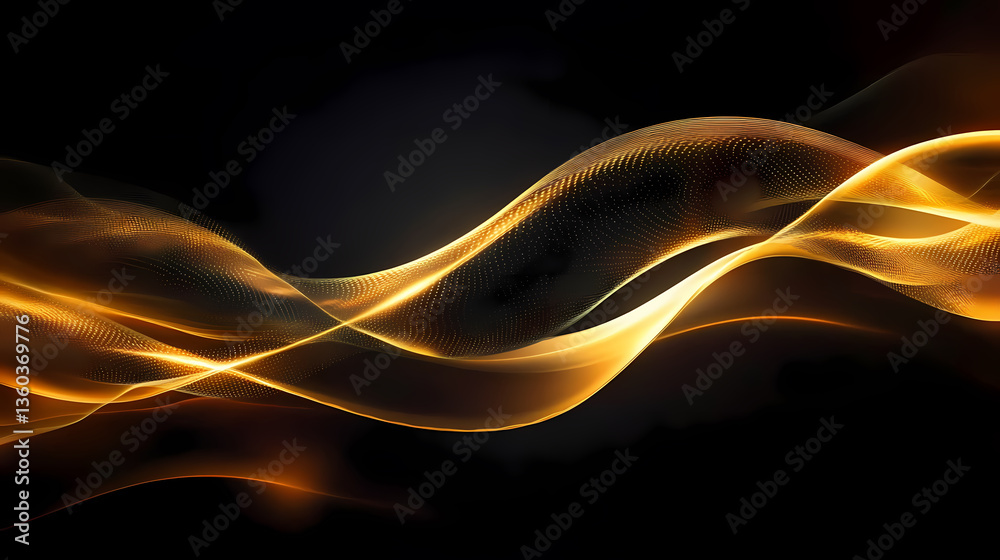 Golden Wave Lines on Dark Background