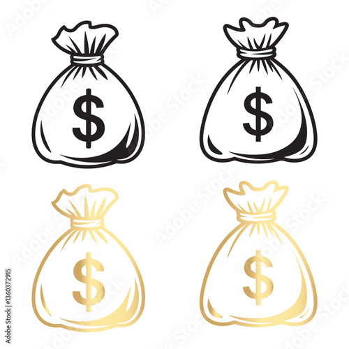 Money Bag Icons: Wealth, Finance, and Success Symbols