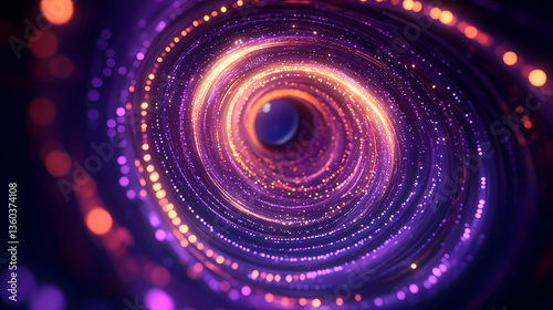 Obraz na płótnie Purple and Orange Spiral Abstract with Glowing Dots w salonie