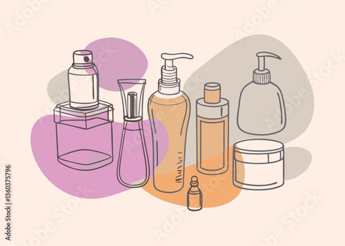 Hand Drawn Beauty Products Illustration. A Visual Guide to Self Care