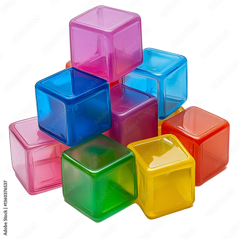 Fototapeta premium Colorful translucent cubes stacked creatively