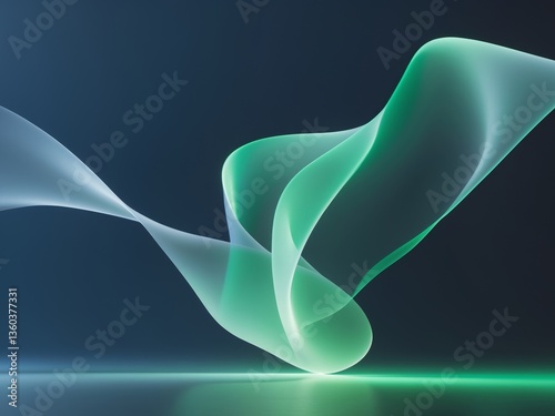 Abstract digital art piece dark background It features green and white light.