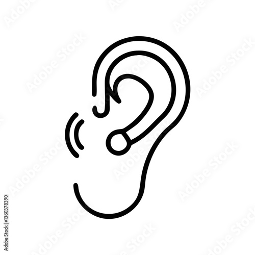 Hearing Aid Icon in Ear Shape with Device Outline  