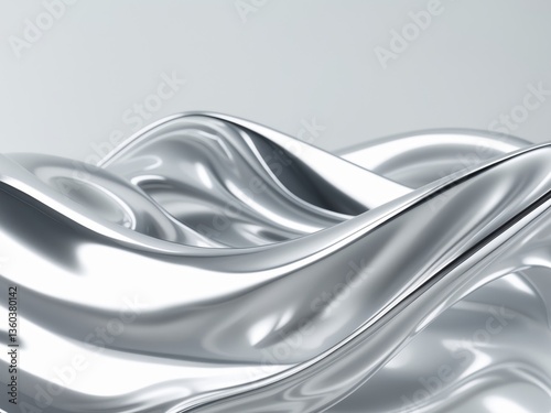 Abstract digital art piece that appears to be glossy silver metal fluid