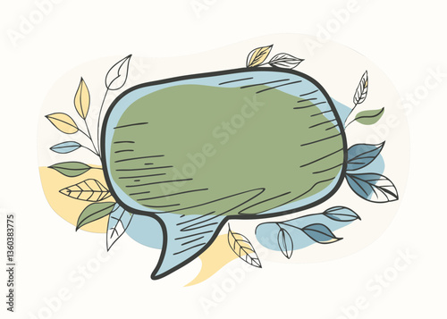 Hand Drawn Speech Bubble with Floral Elements