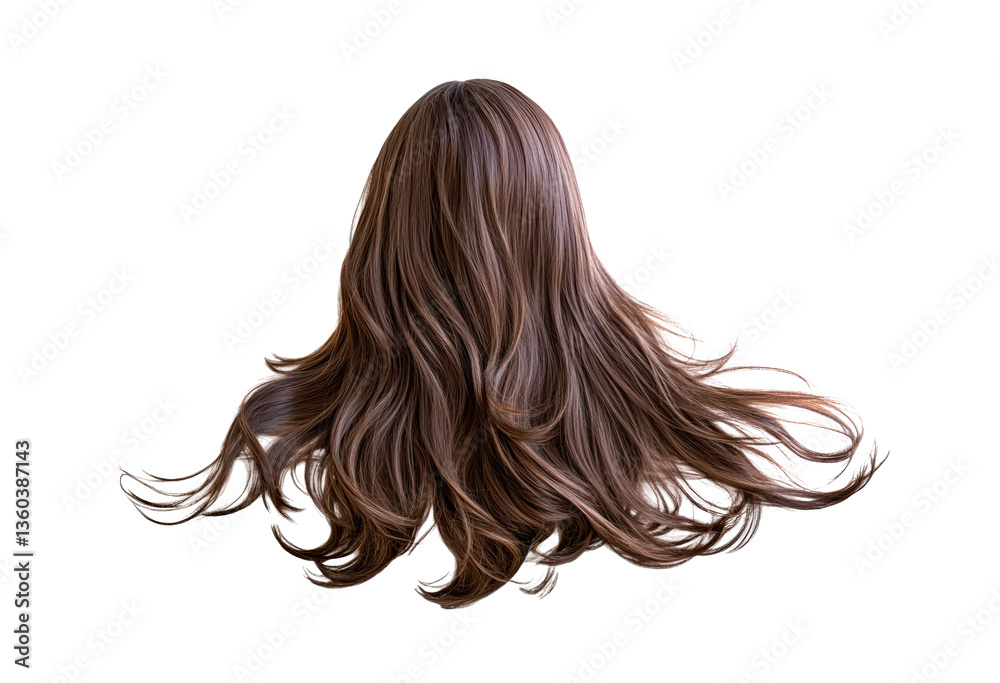 Fototapeta premium Long brown hair flowing isolated on transparent background