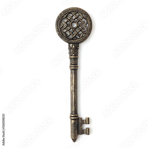 Wallpaper Mural Antique Key: A detailed, close-up studio shot of an antique key, showcasing intricate patterns and textures on a neutral backdrop. Torontodigital.ca