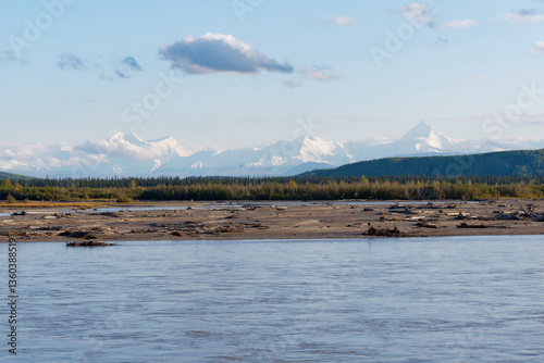 Low-angle view of the beautiful Tanana River Valley with the Alaska Range in the background Alaska