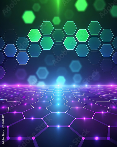 Futuristic digital background with smooth blend and hexagonal pattern for tech and design projects.