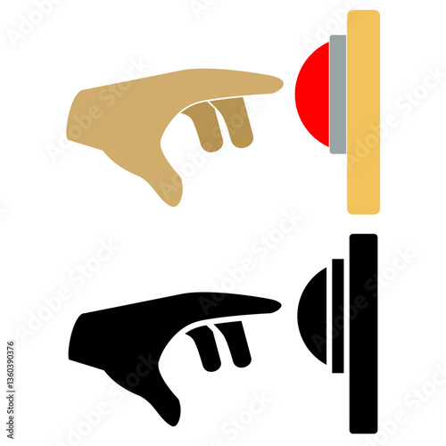 hand icon pressing bell, simple flat style, illustration, logo sign symbol pictogram template, for ui or ux isolated on white for mobile app, editable