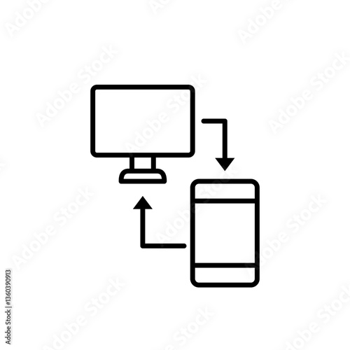 connected device icon, laptop and smartphone icon, simple flat style, illustration, logo sign symbol pictogram template, for ui or ux isolated on white for mobile app, editable
