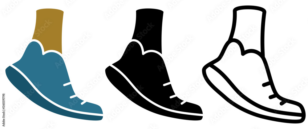 Obraz premium running shoe icon, simple flat style, vector illustration symbol sign logo template pictogram, for ui or ux isolated on white for mobile app, editable