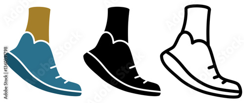 running shoe icon, simple flat style, vector illustration symbol sign logo template pictogram, for ui or ux isolated on white for mobile app, editable