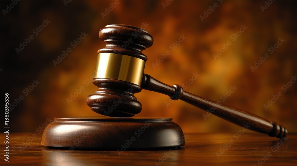 Gavel striking block symbolizes justice in courtroom setting during a legal proceedings, showcasing authority and decision-making process Gavel striking block symbolizes justice in courtroom setting during a legal proceedings, showcasing authority and decision-making process