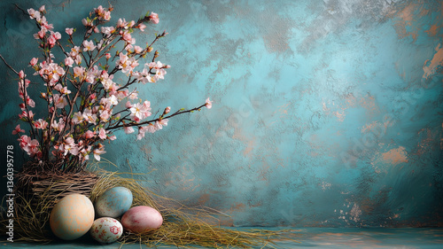 Easter eggs in a nest