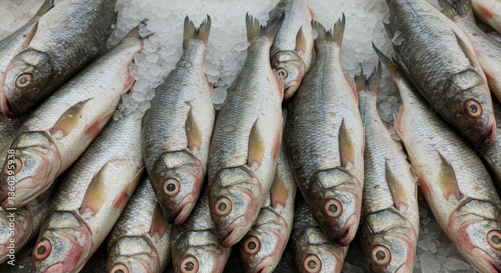 Fresh Fathead Minnows on Ice at the Supermarket - Frozen fish, market display, cold storage, seafood, grocery. Symbolises freshness, abundance, healthy eating, retail, and commerce. Fresh Fathead Minnows on Ice at the Supermarket - Frozen fish, market display, cold storage, seafood, grocery. Symbolises freshness, abundance, healthy eating, retail, and commerce.