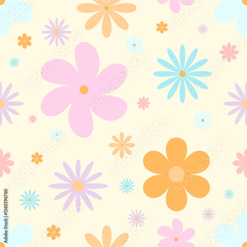 Pastel seamless pattern with flowers. Elegant floral design. Vector for printing on different surfaces. Textiles. Fabric printing.