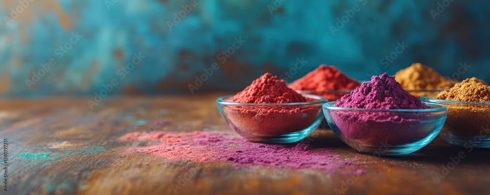 Fototapeta premium Holi powder bowls with colorful.