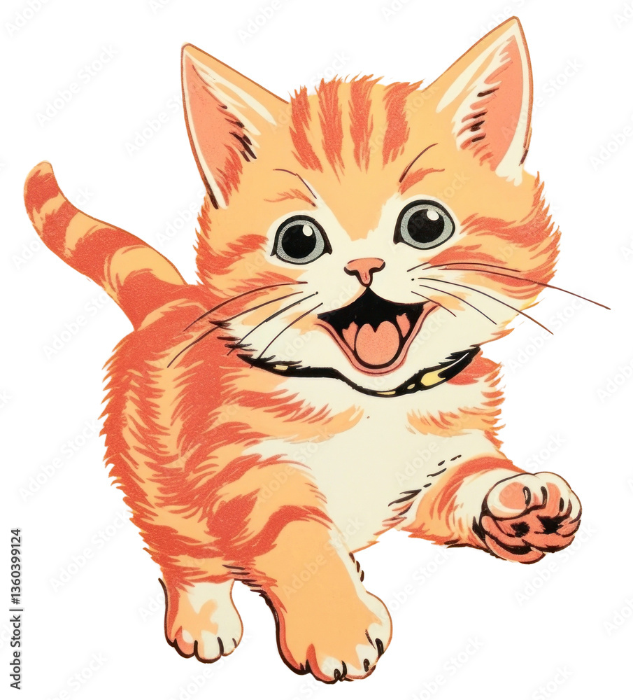 Naklejka premium PNG Baby kitten drawing mammal animal.