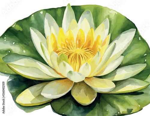 Water lilies or lotuses watercolor, Painting Art of flowers on water
