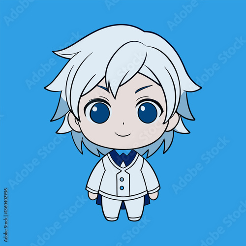 A cute little cartoon boy with an angel's smile radiates childhood joy