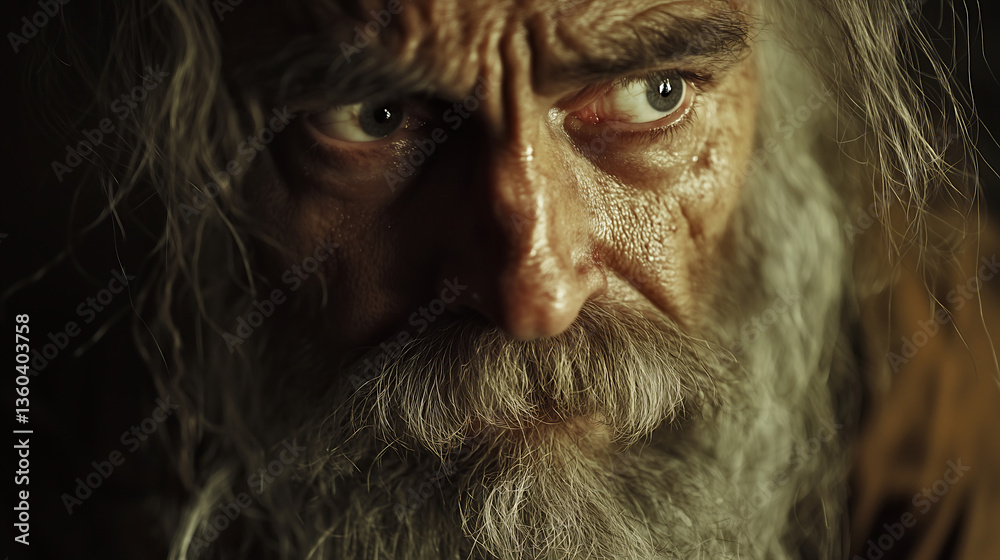 Intense Gaze of a Wise Elder – Deep Thought and Introspection Captured in Cinematic Portrait Intense Gaze of a Wise Elder – Deep Thought and Introspection Captured in Cinematic Portrait