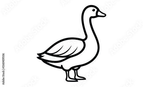 Goose bird icon silhouette, Goose line art vector, goose outline icon  