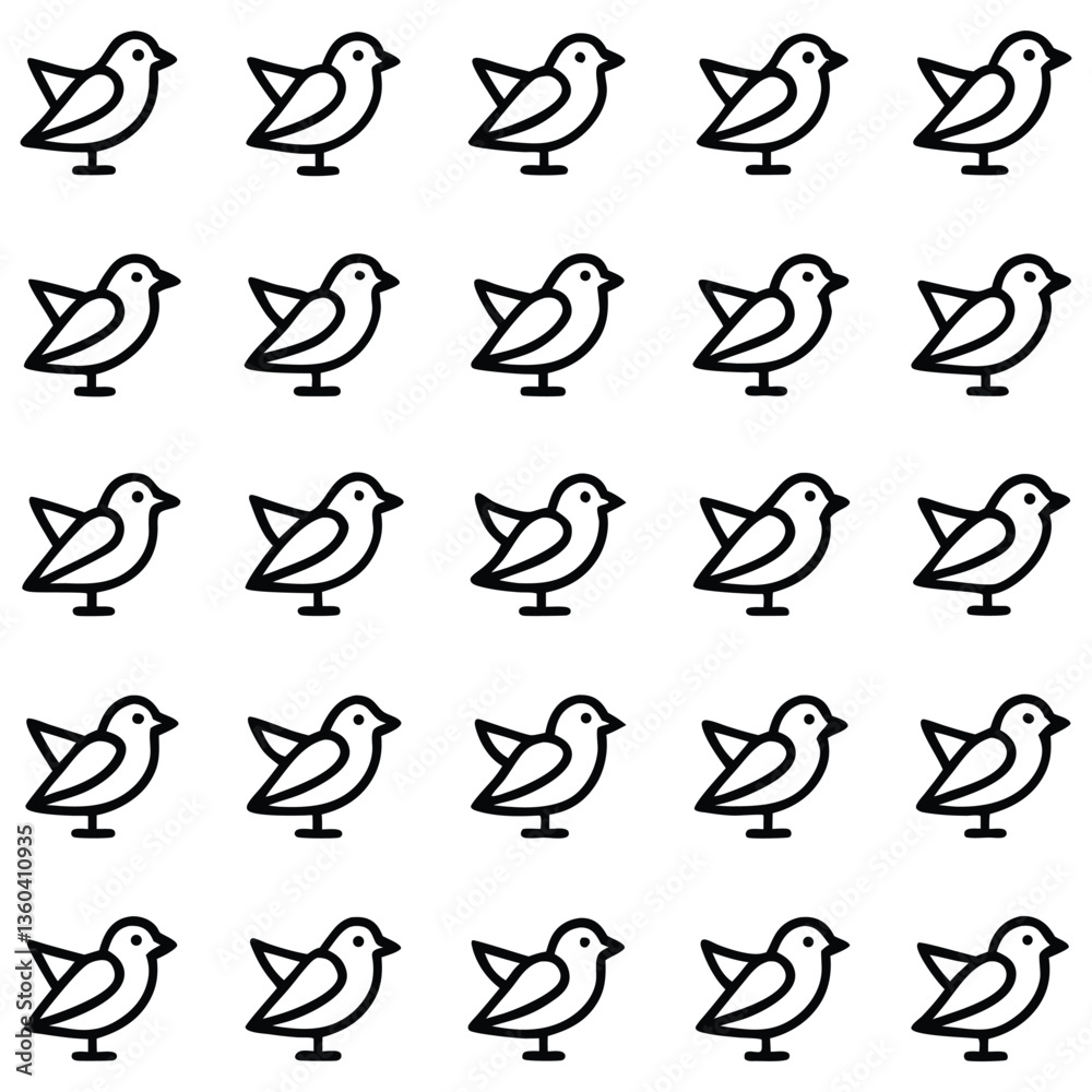 Set of bird silhouettes in a seamless pattern, vector illustration of flying doves and other bird icons in black outline, designed as a sports symbol, with a focus on women and movement Set of bird silhouettes in a seamless pattern, vector illustration of flying doves and other bird icons in black outline, designed as a sports symbol, with a focus on women and movement