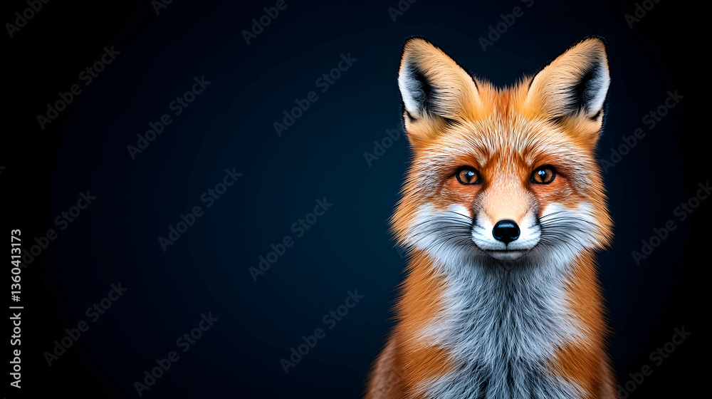 Obraz premium Red fox portrait against dark background
