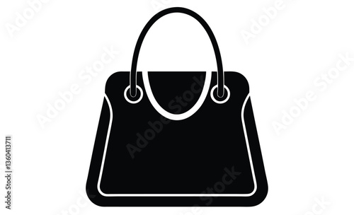 Shopping handbag silhouette, female bag silhouette, handbag vector, shopping bag vector silhouette  