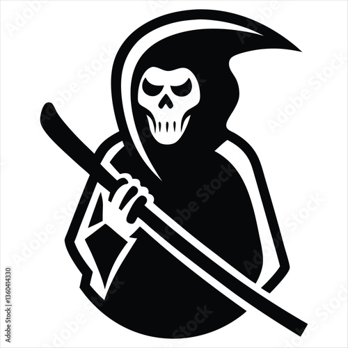 Grim reaper lacrosse sticker icon silhouette vector